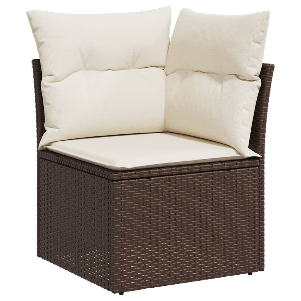 Set Divano da Giardino 4 pz con Cuscini-Sofa da Giardino-Divanetto da esterno Marrone in Polyrattan 218745