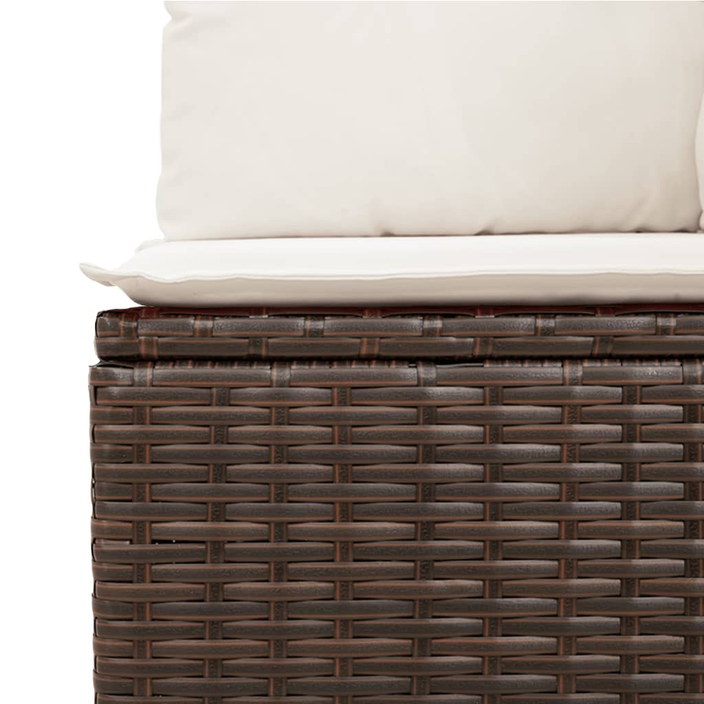 Set Divano da Giardino 4 pz con Cuscini-Sofa da Giardino-Divanetto da esterno Marrone in Polyrattan 218745