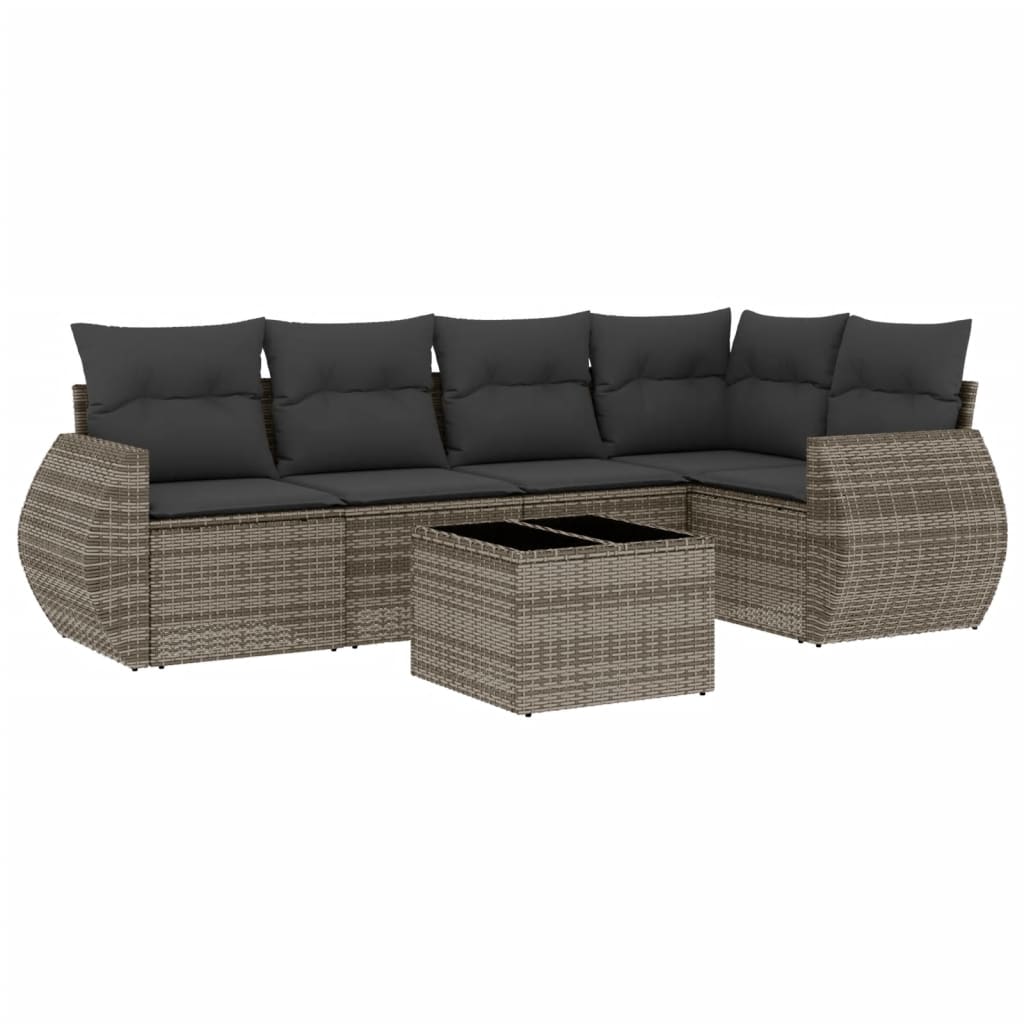 Set Divano da Giardino 6 pz con Cuscini Grigio in Polyrattan 3221339