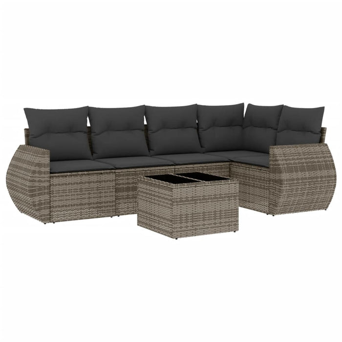 Set Divano da Giardino 6 pz con Cuscini Grigio in Polyrattan 3221339