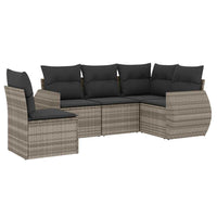 Set Divano da Giardino 5pz con Cuscini Grigio Chiaro Polyrattan 3221371