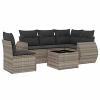 Set Divano da Giardino 6pz con Cuscini Grigio Chiaro Polyrattan