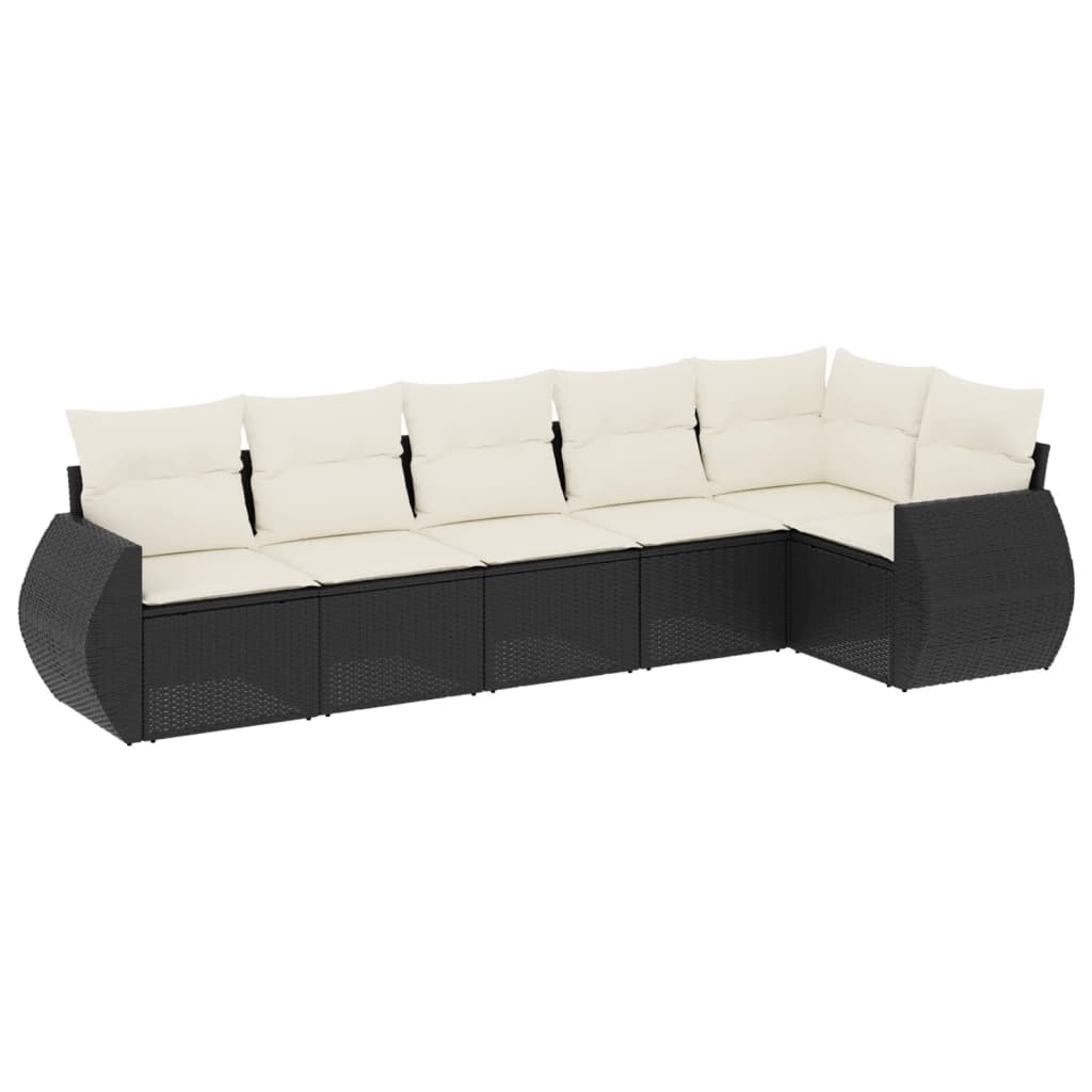 Set Divano da Giardino 6 pz con Cuscini Nero in Polyrattancod mxl 88688
