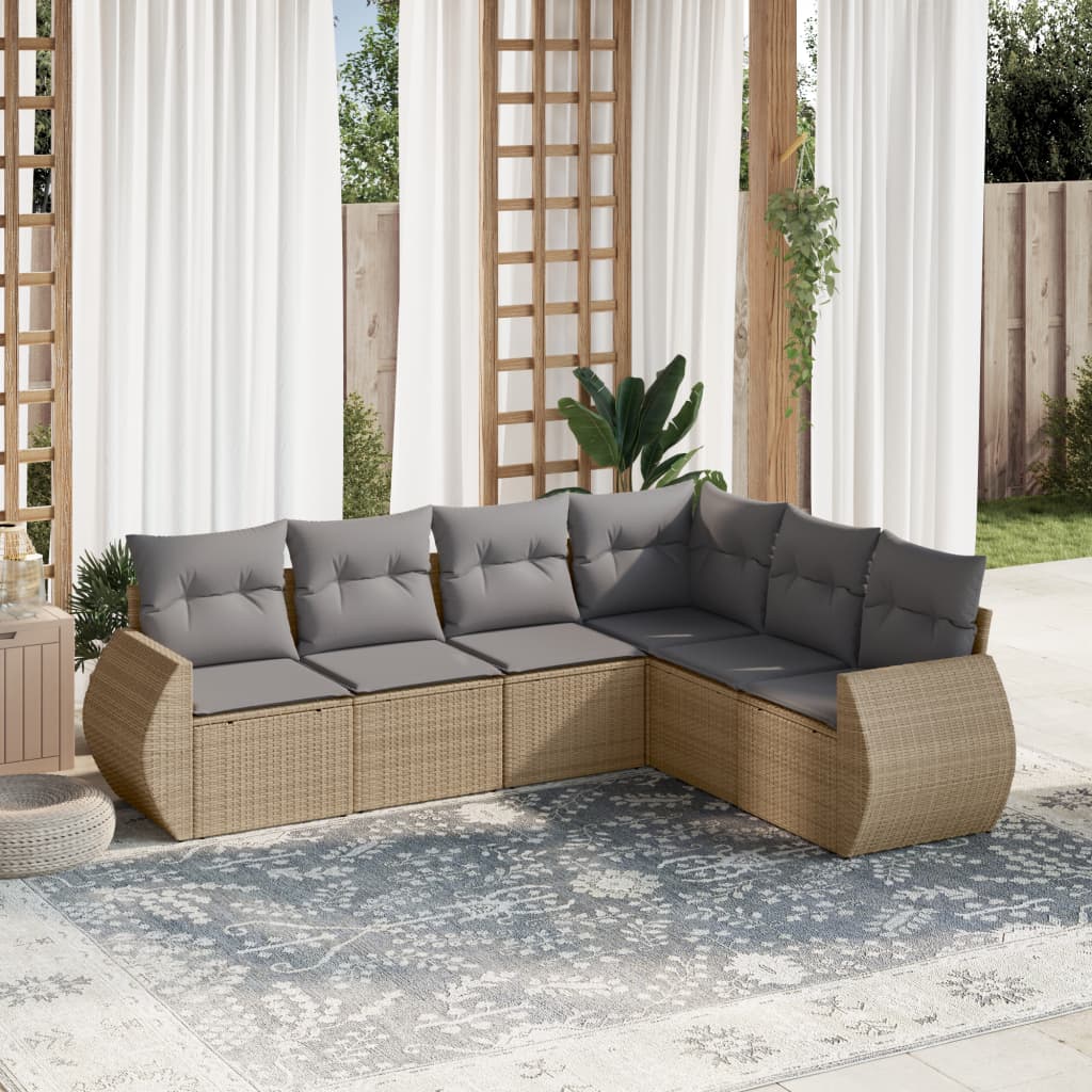Set Divano da Giardino 6 pz con Cuscini Beige in Polyrattancod mxl 88691