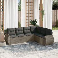 Set Divano da Giardino 6 pz con Cuscini Grigio in Polyrattan 3221409