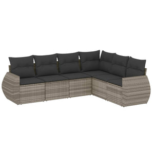 Set Divano da Giardino 6pz con Cuscini Grigio Chiaro Polyrattan