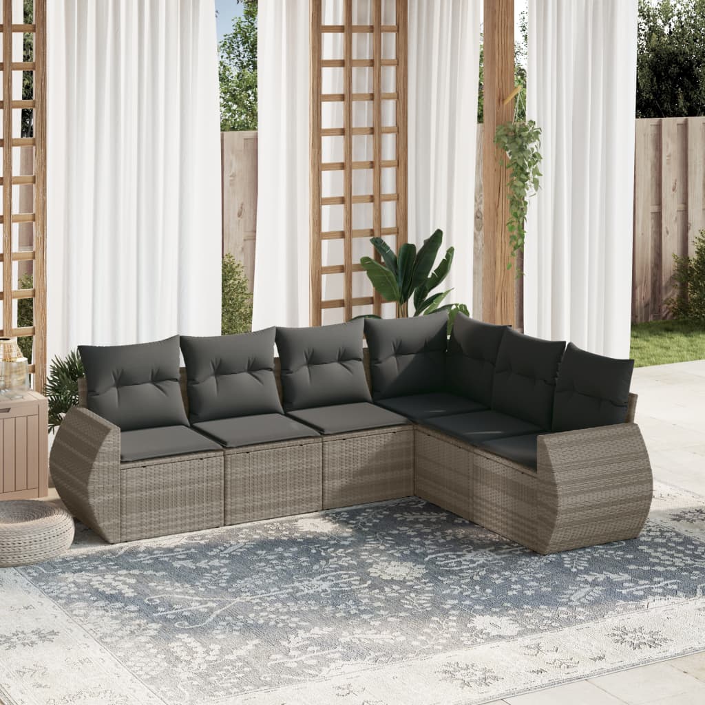 Set Divano da Giardino 6pz con Cuscini Grigio Chiaro Polyrattan 3221411