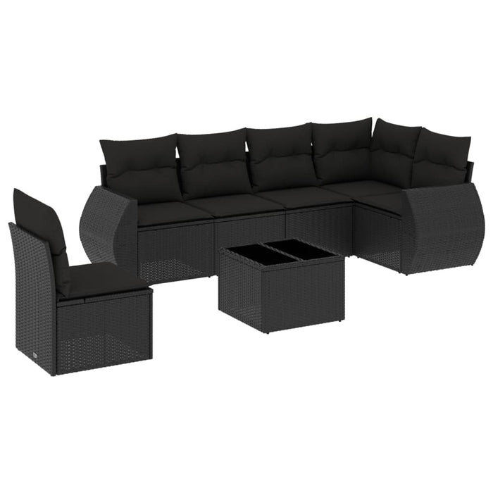 Set Divani da Giardino con Cuscini 7pz Nero Polyrattancod mxl 88694