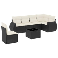 Set Divani da Giardino con Cuscini 7pz Nero Polyrattancod mxl 112686