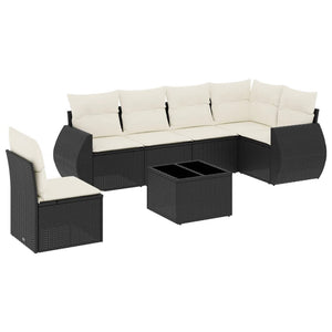 Set Divani da Giardino con Cuscini 7pz Nero Polyrattancod mxl 112686