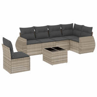 Set Divani da Giardino 7pz con Cuscini Grigio Chiaro Polyrattan 3221441