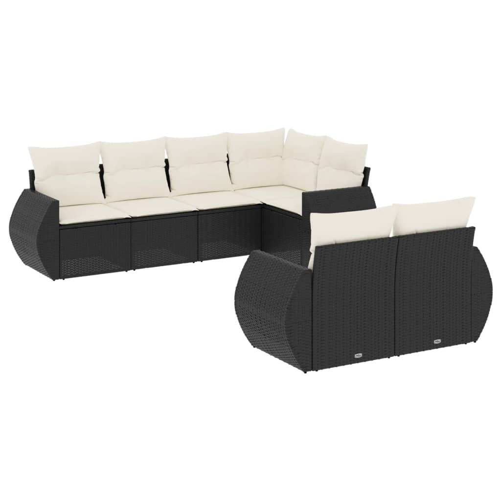 Set Divani da Giardino con Cuscini 7pz Nero Polyrattan 3221605