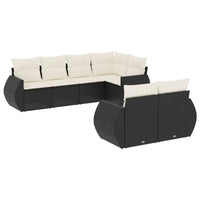 Set Divani da Giardino con Cuscini 7pz Nero Polyrattan 3221605
