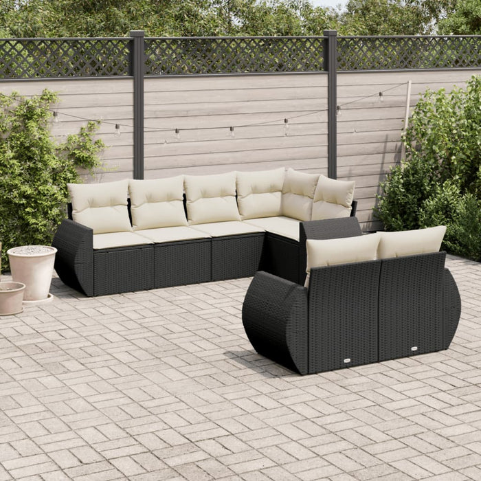 Set Divani da Giardino con Cuscini 7pz Nero Polyrattan 3221605