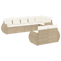 Set Divano da Giardino 8 pz con Cuscini Beige in Polyrattan 3221617
