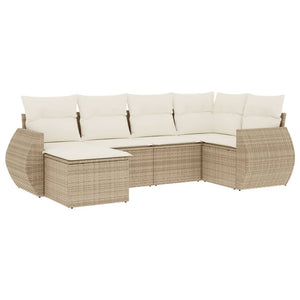 Set Divano da Giardino 6 pz con Cuscini Beige in Polyrattan 3221657