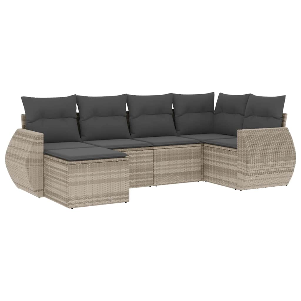Set Divano da Giardino 6pz con Cuscini Grigio Chiaro Polyrattan 3221661