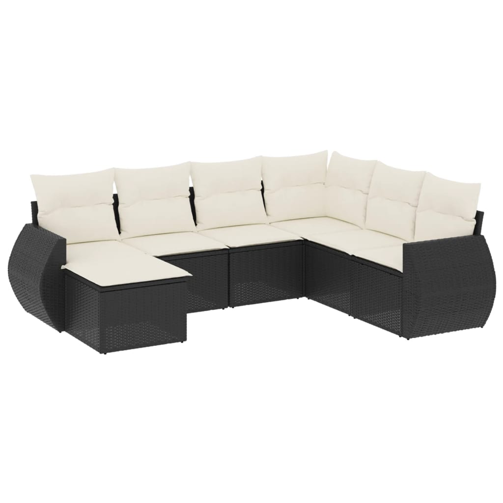 Set Divani da Giardino con Cuscini 7pz Nero Polyrattan 3221695