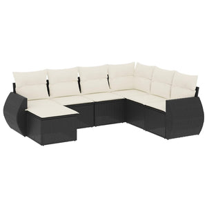 Set Divani da Giardino con Cuscini 7pz Nero Polyrattan 3221695