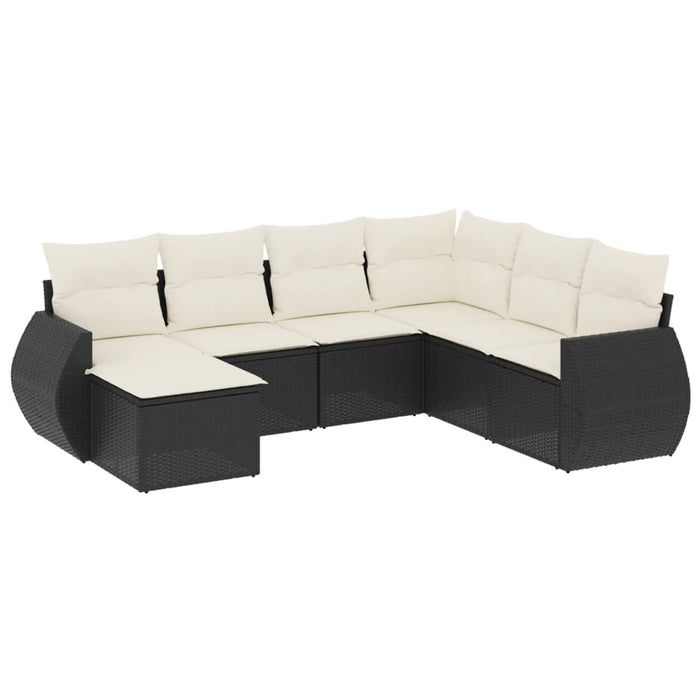Set Divani da Giardino con Cuscini 7pz Nero Polyrattan 3221695