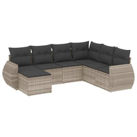 Set Divani da Giardino 7pz con Cuscini Grigio Chiaro Polyrattan