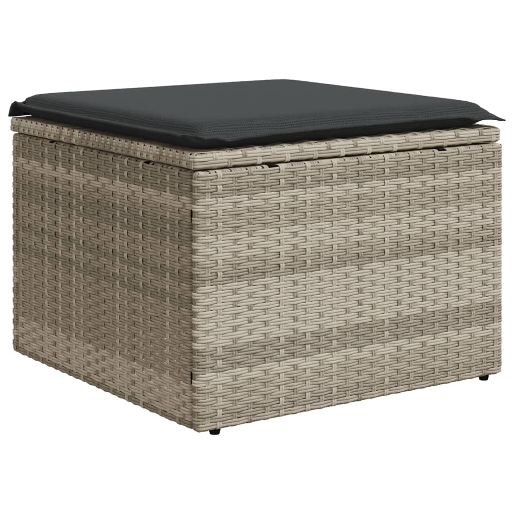 Set Divani da Giardino 7pz con Cuscini Grigio Chiaro Polyrattan