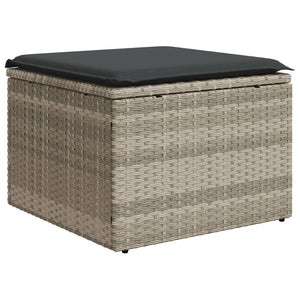 Set Divani da Giardino 7pz con Cuscini Grigio Chiaro Polyrattan