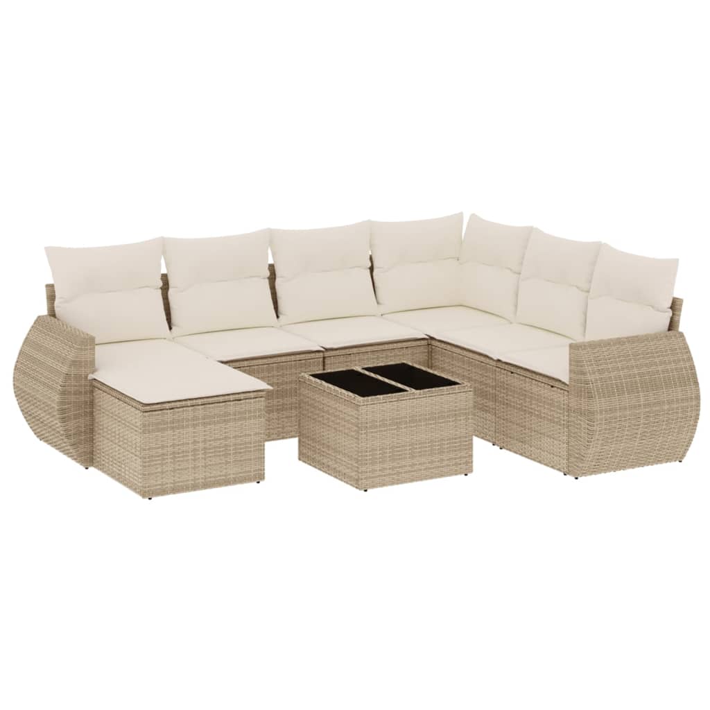 Set Divano da Giardino 8 pz con Cuscini Beige in Polyrattancod mxl 88477