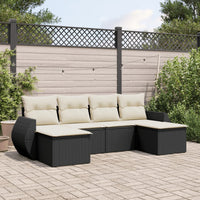 Set Divano da Giardino 6 pz con Cuscini-Sofa da Giardino-Divanetto da esterno Nero in Polyrattan 785925