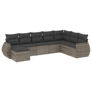 Set Divano da Giardino 8 pz con Cuscini Grigio in Polyrattan 3221759