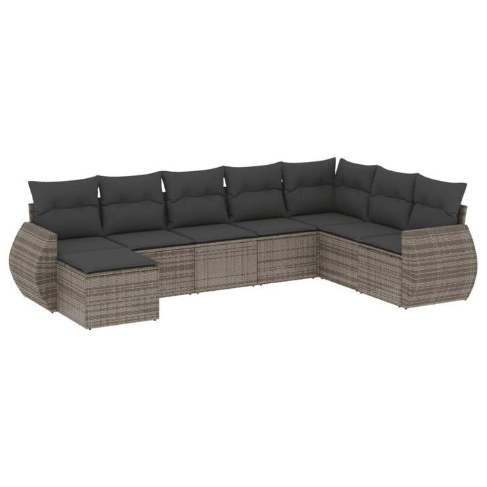 Set Divano da Giardino 8 pz con Cuscini Grigio in Polyrattan 3221759