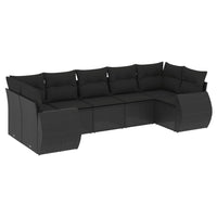Set Divani da Giardino con Cuscini 7pz Nero Polyrattan 3221784