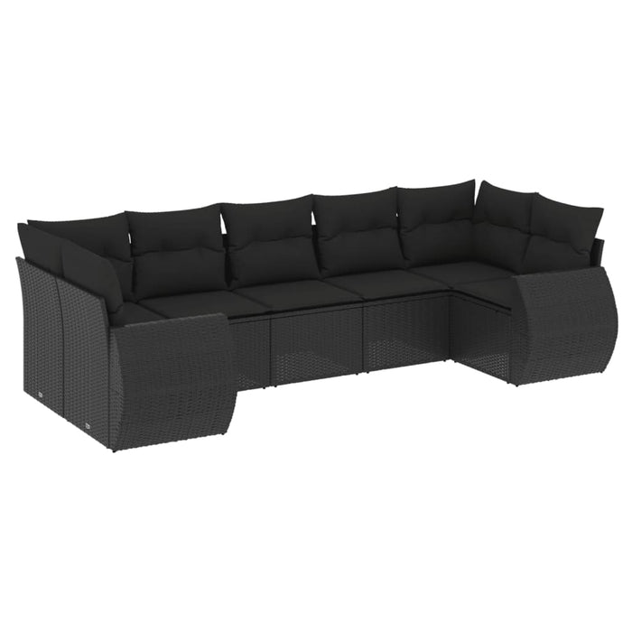 Set Divani da Giardino con Cuscini 7pz Nero Polyrattan 3221784