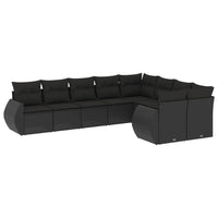 Set Divani da Giardino 9 pz con Cuscini Nero in Polyrattancod mxl 90338
