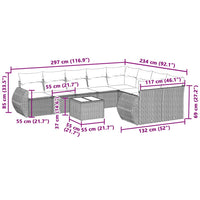 Set Divano Giardino 10 pz con Cuscini Grigio Chiaro Polyrattan