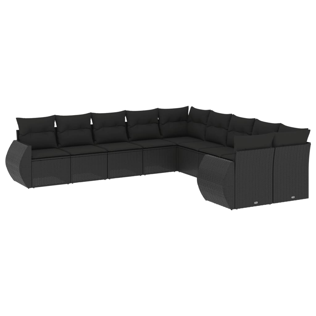 Set Divani da Giardino 10pz con Cuscini in Polyrattan Nerocod mxl 92759
