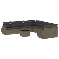 Set Divani da Giardino 11 pz con Cuscini in Polyrattan Grigio