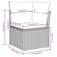 Set Divani da Giardino 11 pz con Cuscini in Polyrattan Grigio