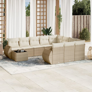 Set Divani da Giardino 11 pz con Cuscini Beige in Polyrattan 3221927