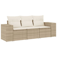 Set Divano da Giardino 3 pz con Cuscini-Sofa da Giardino-Divanetto da esterno Beige in Polyrattan 750789