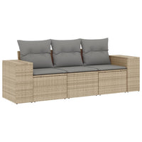 Set Divano da Giardino 3 pz con Cuscini-Sofa da Giardino-Divanetto da esterno Beige in Polyrattan 888873