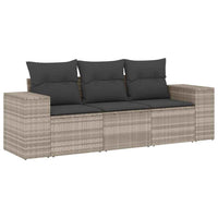 Set Divano da Giardino 3pz con Cuscini-Sofa da Giardino-Divanetto da esterno Grigio Chiaro Polyrattan 961981