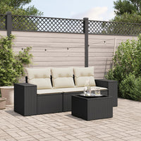 Set Divani da Giardino 4 pz con Cuscini Nero in Polyrattan