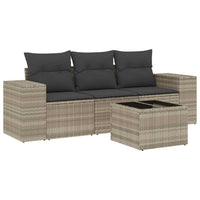 Set Divano da Giardino 4 pz con Cuscini-Sofa da Giardino-Divanetto da esterno Grigio Chiaro Polyrattan 728247