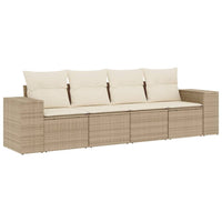 Set Divano da Giardino 4 pz con Cuscini-Sofa da Giardino-Divanetto da esterno Beige in Polyrattan 367278
