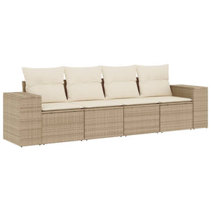 Set Divano da Giardino 4 pz con Cuscini-Sofa da Giardino-Divanetto da esterno Beige in Polyrattan 367278