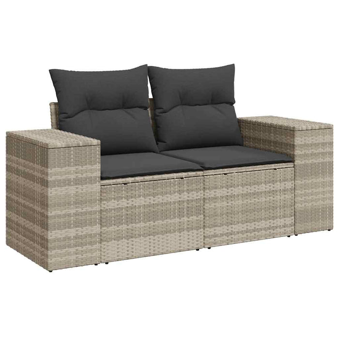 Set Divano da Giardino 5pz con Cuscini-Sofa da Giardino-Divanetto da esterno Grigio Chiaro Polyrattan 332228