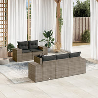 Set Divano da Giardino 6 pz con Cuscini Grigio in Polyrattan 3222299