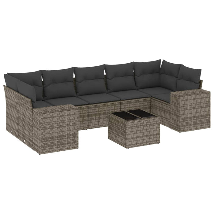 Set Divano da Giardino 8 pz con Cuscini Grigio in Polyrattan 3222339