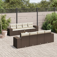 Set Divani da Giardino 9pz con Cuscini Marrone in Polyrattan 3222352